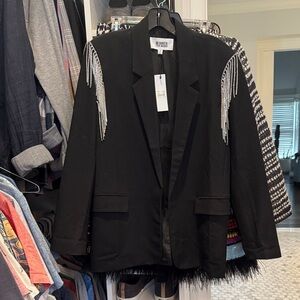 BB Dakota by Steve Madden Black Blazer with Crystal Fringe